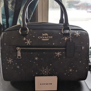 Coach Rowan Satchel with Snowflake Print